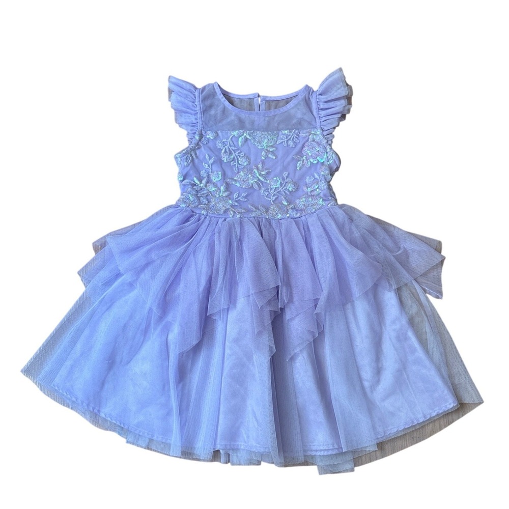 Zenzi Tulle Party Dress Kids Lavender Floral Sequin Embroidery SIZE M (8)